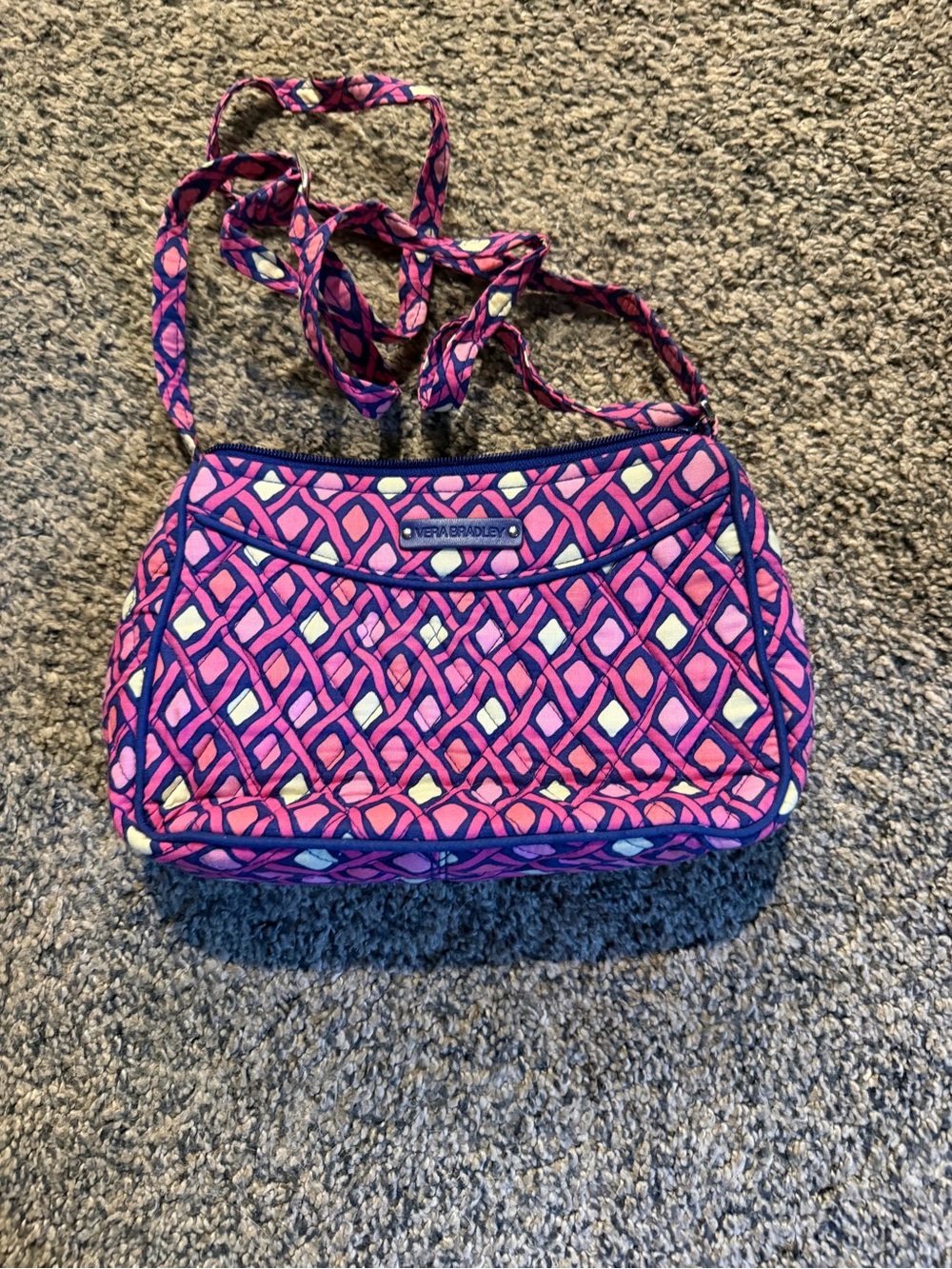 Vera Bradley Pink Geometric Quilted Crossbody Bag